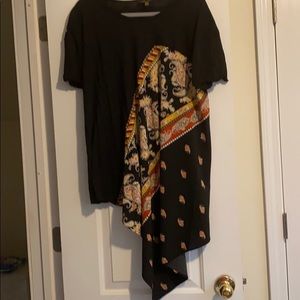 Asymmetrical short sleeve blouse